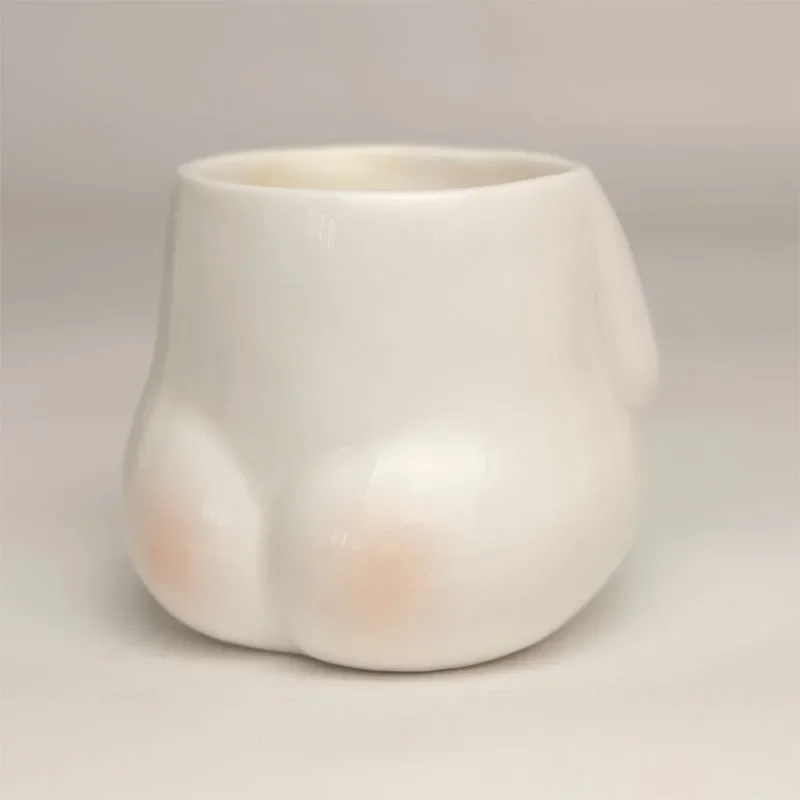 TingKe-Creative Cartoon Body Ceramic Mug, Heart Shaped, Fat Belly Cup, Modern Household Coffee Cup, Tableware