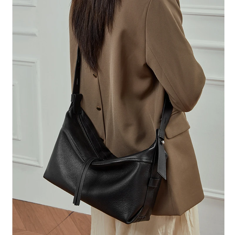 Toptrends خمر جلد طبيعي المتشرد حقائب كتف للنساء 2025 الفاخرة مصمم لينة Crossbody المحافظ مكتب حقائب سيدات