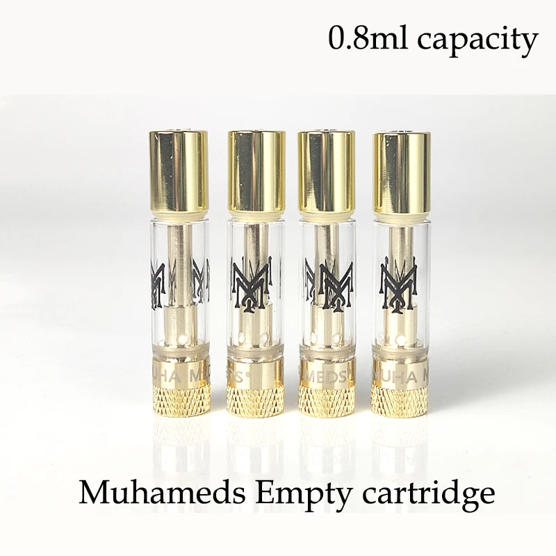 10-50 unidades de Cartuchos Vazios Muha Meds para Vape 0.8ml/1.0ml com Bobina de Cerâmica e Atomizadores de Rosca 510 para Cigarro Eletrônico com Bateria de Pré-aquecimento