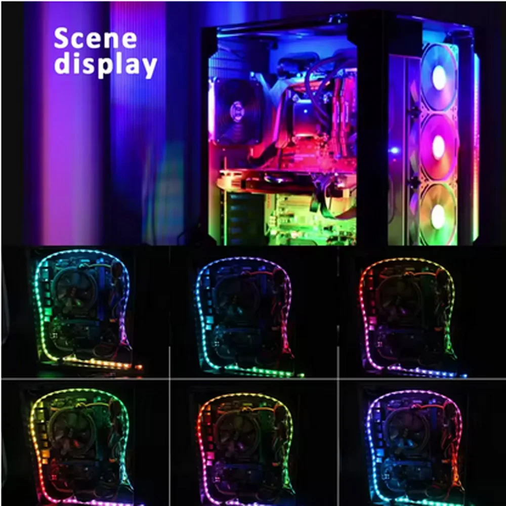 DIY WS2812B RGB LED 스트립 게이밍 조명 5V 3인치 주소 지정 가능 LED 헤더 PC (ASUS AURA SYNC, MSI Mystic Light Sync, GIGABYTE 호환)