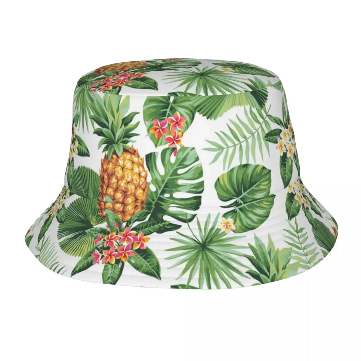 Headwear Pineapple Tropical Fruit Flower Floral Green Plant Merch Bucket Hat Trendy Sun Hats Panamka UV Protection Fishing Cap