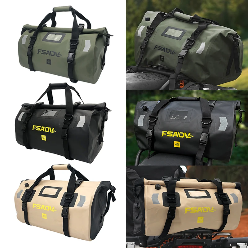 66L 40L Motorcycle Waterproof Tail Bag Travel Outdoor Dry Luggage Roll Pack Bag Motorbike Luggage Backpack Motorcycle Seat Bag