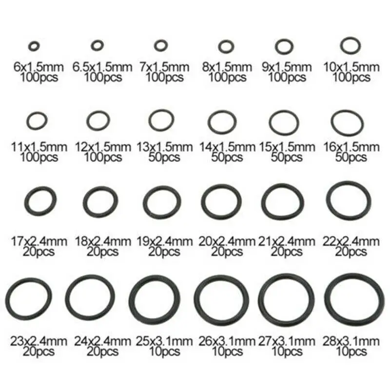 1200 pcs/set Rubber O Ring Washer Seals Watertightness Assortment Different Size O-Ring Washer Seals With Plactic Box Kit Set