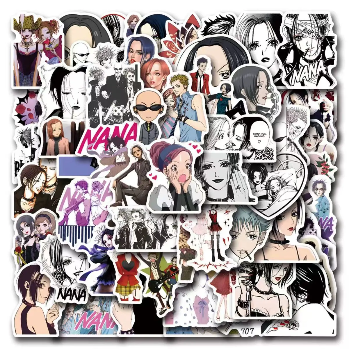 55Pcs NANA Anime Stickers Oosaki Nana Komatsu Nana Graffiti Decals for Laptop Water Bottle Skateboard Luggage Girls Fans Gift