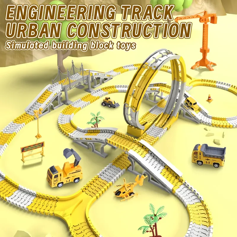 Juguete de pista eléctrica para niños, juego de coches de ingeniería, rompecabezas para niños, tren de pista, juguetes para niños, regalo de cumpleaños