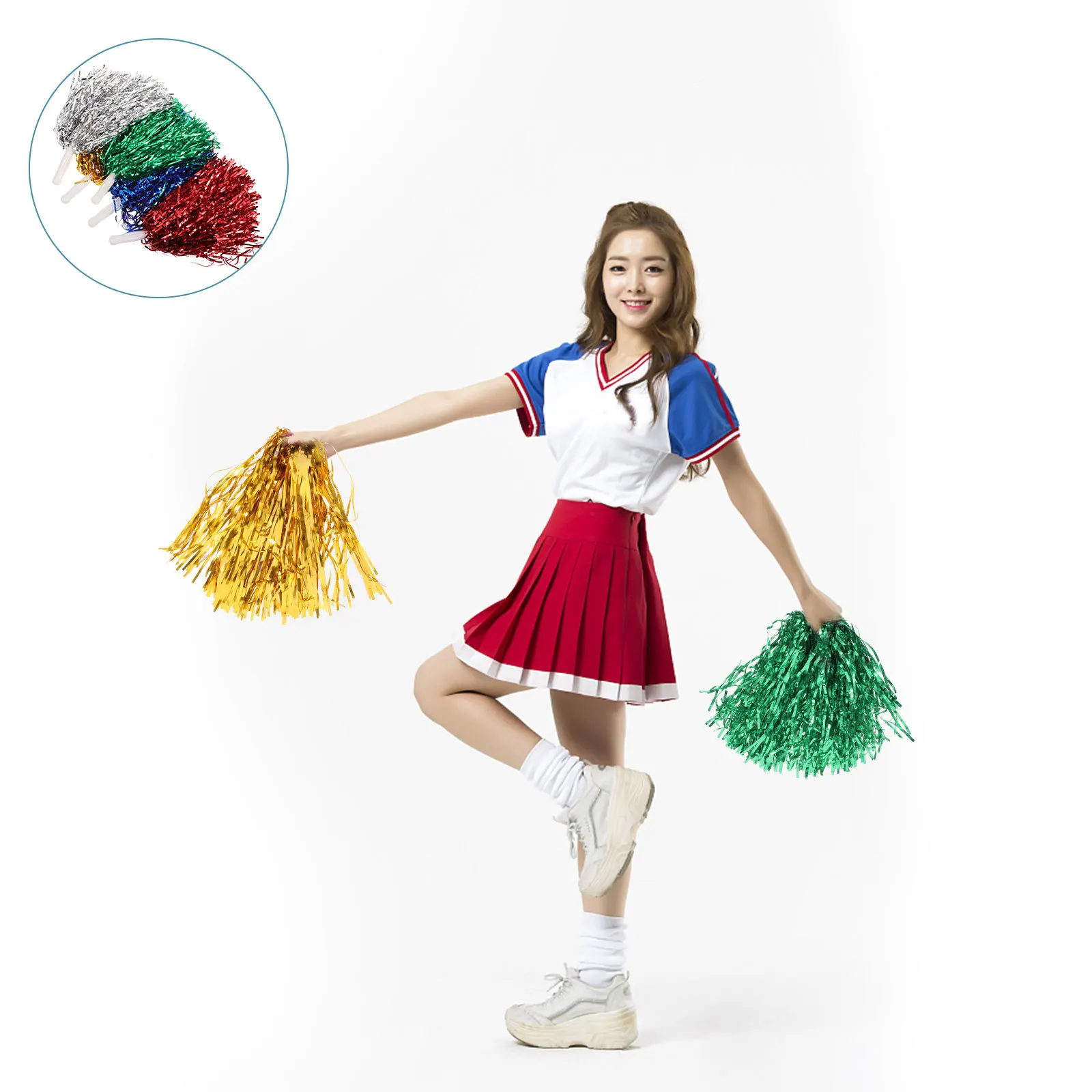 

10Pcs Reusable Cheerleader Pom Poms Vibrant Fade Resistant Easy Grip Handle Ideal for Athletic Events Festivals Team Spirit
