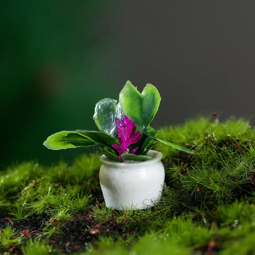 Simulation Plants Mini Tree Potted 1:12 Dollhouse Plastics Simulation Potted Plants Mini Resin Dollhouse Green Plant