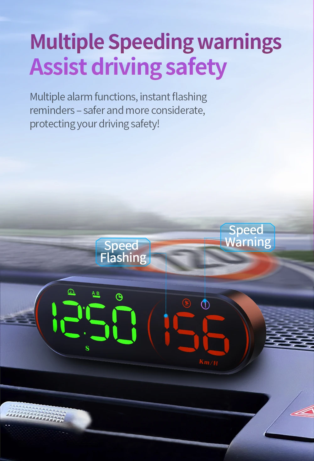 G26 Head-up-Display (HUD) Auto-GPS-LED-Smart-Digital-Tachometer KM/H MPH Übergeschwindigkeitswarnung für LKW SUV Motorrad Zubehör – Detail 8