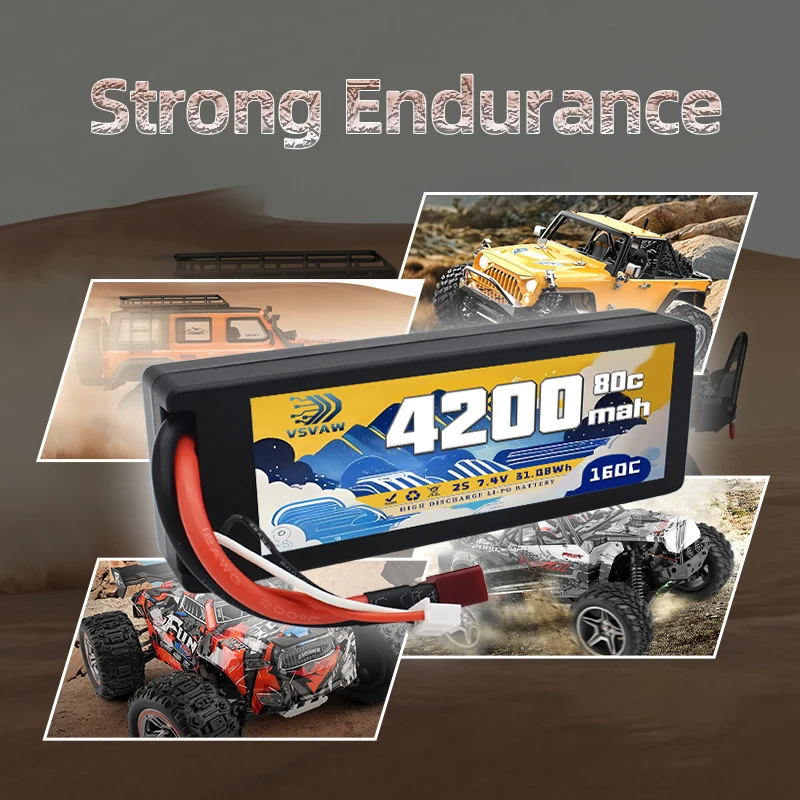 VSVAW 2S يبو بطارية 7.4 فولت 80C 4200 مللي أمبير هاردكيس T التوصيل ل 1/8 1/10 RC سيارة شاحنة خزان RC عربات التي تجرها الدواب العربيات RC طائرة سباق أجزاء #2