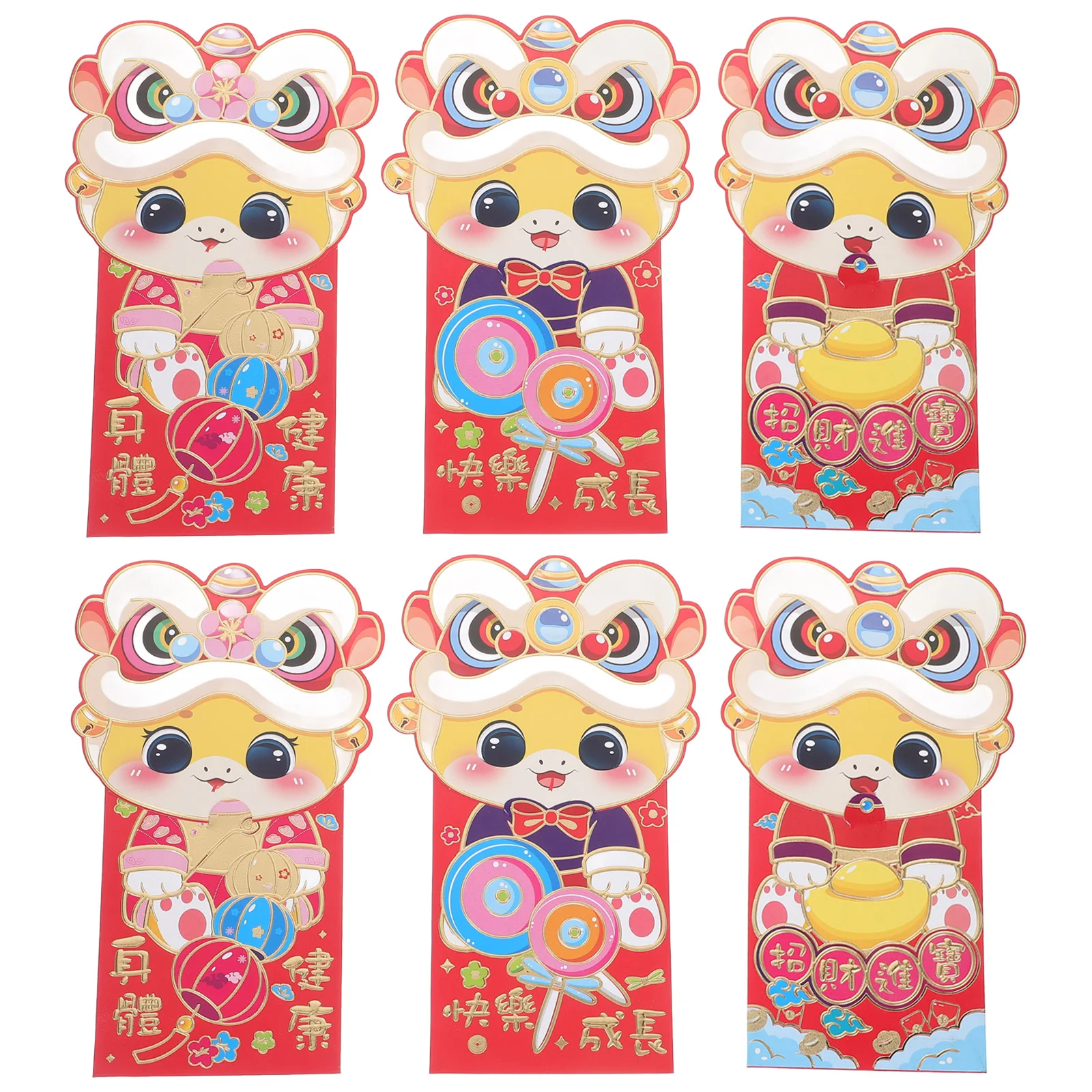 

6 Pcs Cartoon Red Envelope Bag Year Envelopes Packets Budgeting Pocket Lunar Popularity