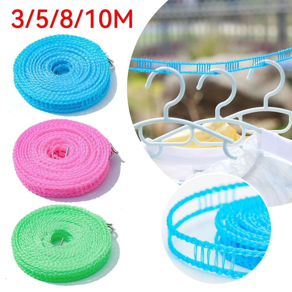 3/5/8/10M Outdoor Clothesline Non-Slip Laundry Line Rope Windproof Clothes Cord Line Adjustable Clotheslines Cloth Drying Hanger