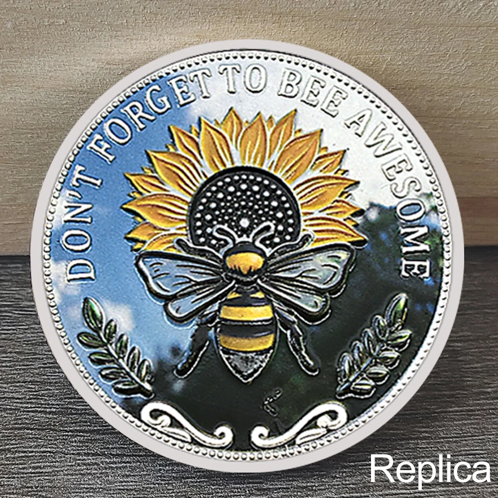 Bee-Themed Motivational Coin Positive Affirmation Collectible, Bee Kind, Bee Grateful, Ideal Gift for All Ages replica