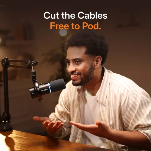 Imagen 2 del producto Micrófono inalámbrico híbrido Maono PD200W para podcast, PC/teléfono/cámara, micrófono dinámico XLR/USB para transmisión, grabación y creación de contenido.