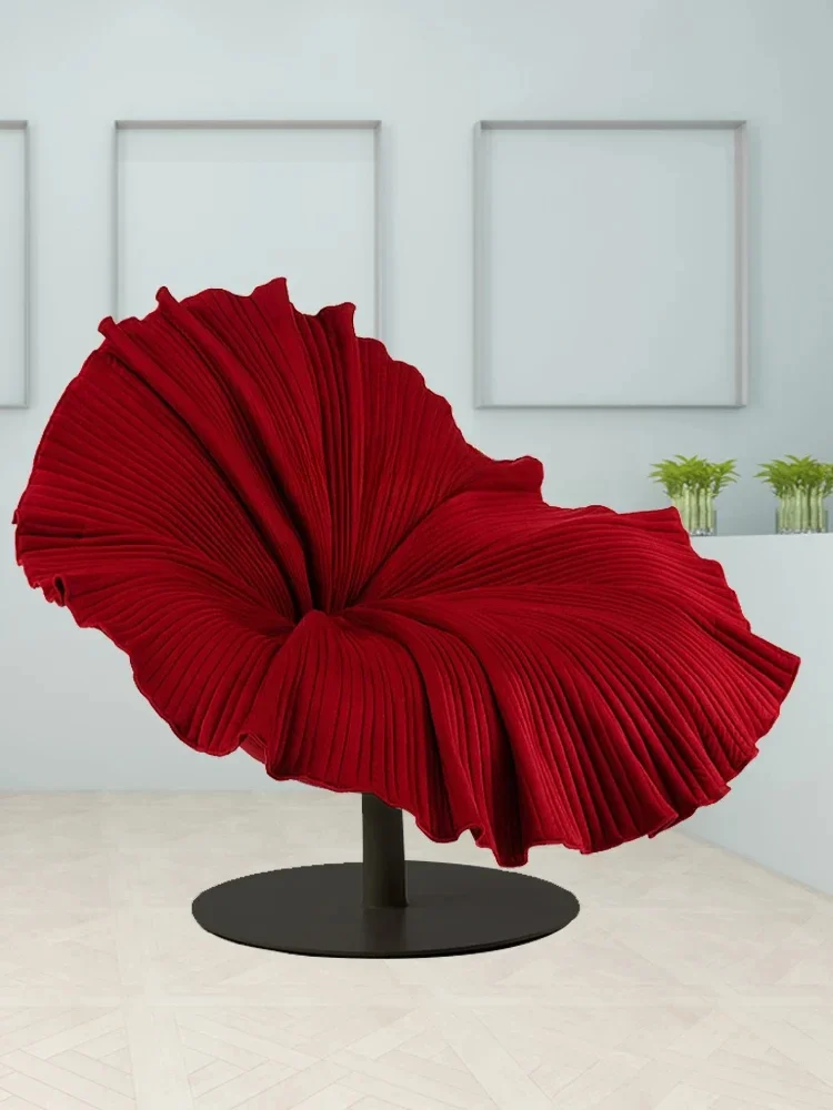 Light Luxury Fabric Leisure Flower Chair Creative Floral Skirt Living Room Rotating Armchair Hotel Conference Chair furniture