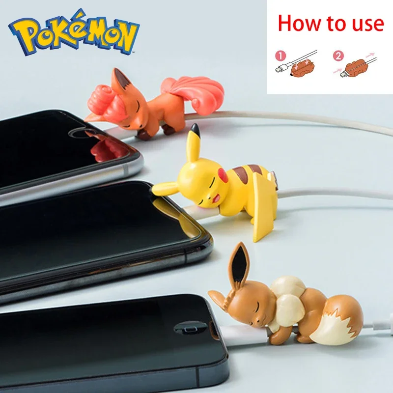 

Pokémon Data Cable Protective Cover Pikachu Eevee Vulpix Espeon Umbreon PVC Cute Cartoon Mobile Phone Accessories Toy Kids Gifts