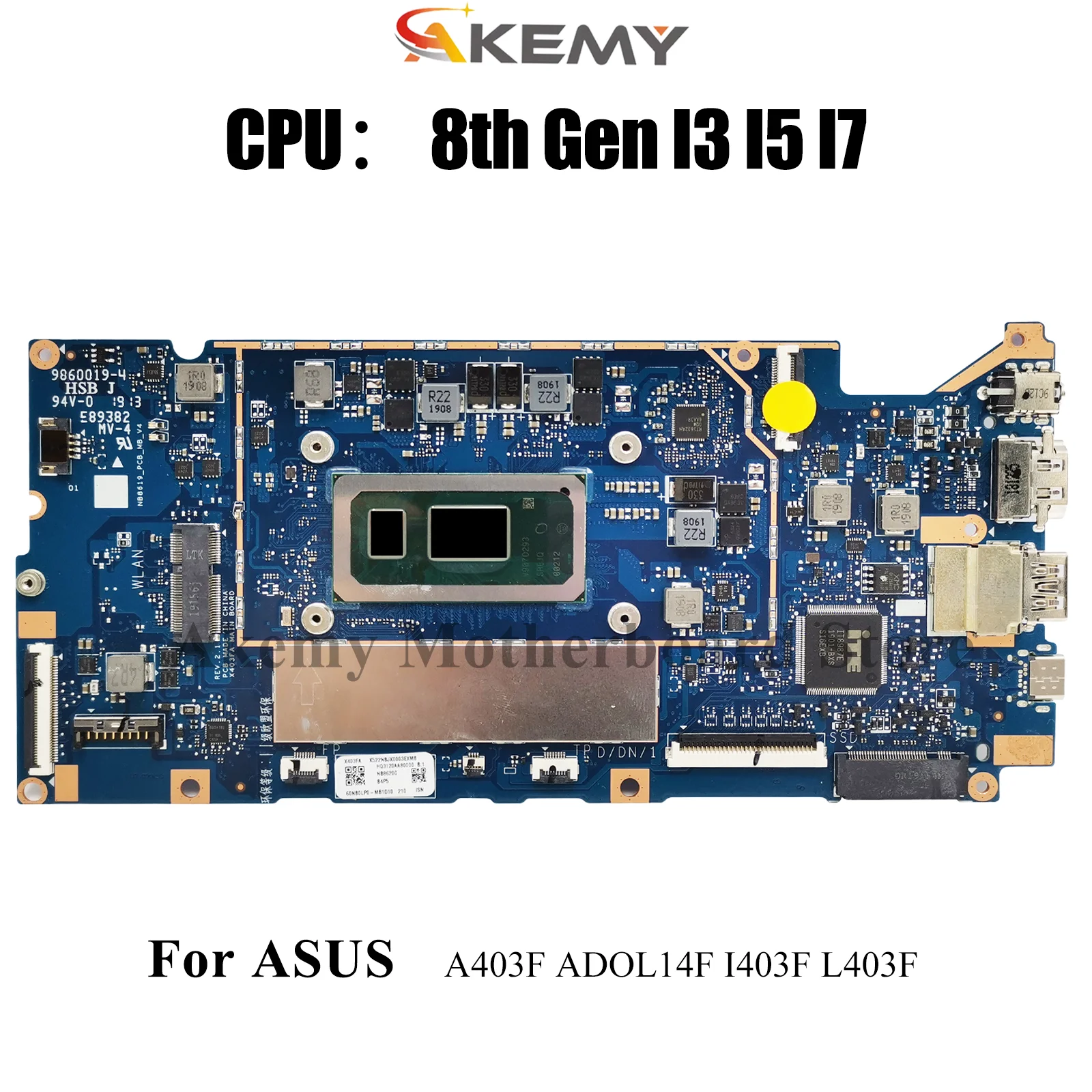 

X403FA Laptop Motherboard For ASUS VivoBook I403F L403F X403FAC ADOL14F F403F X403F X403FA A403F Mainboard With I3 I5 I7 CPU stk