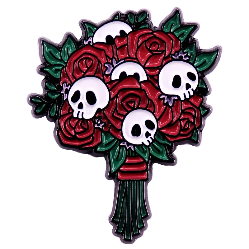 

A3148 Gothic Cartoon Skeleton Bouquet Men Women Enamel Pin Brooch for Clothes Lapel Pins for Backpack Badges Jewelry Accessories