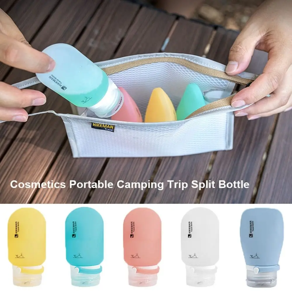 Novo portátil cosméticos viagem de acampamento garrafa dividida 60ml plástico viagem recarregável kit garrafa de silicone à prova de vazamento garrafa recarregável