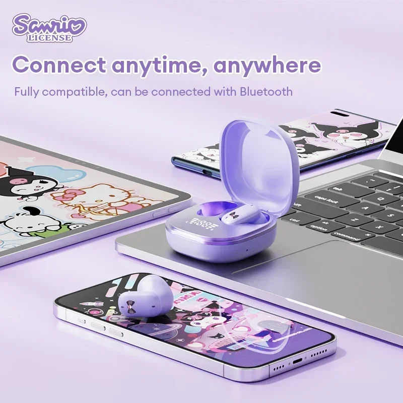 Sanrio BL62 Hello Kitty TWS bezprzewodowe słuchawki douszne Bluetooth V5.4 dźwięk HIFI słuchawki HD do rozmów długa wytrzymałość słuchawki śliczne Kuromi