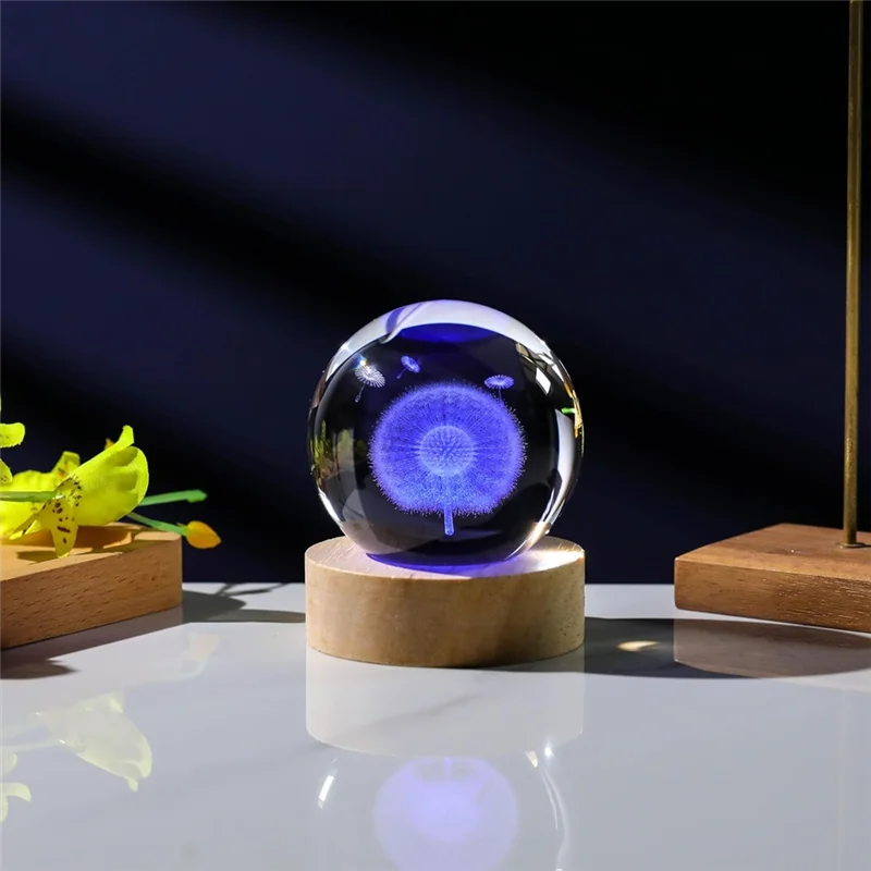 

【Flash Deal】LED Base 3D Engraved Ball Night Light USB Table Lamp For Bedroom Home Decor Gift For Women And Girls