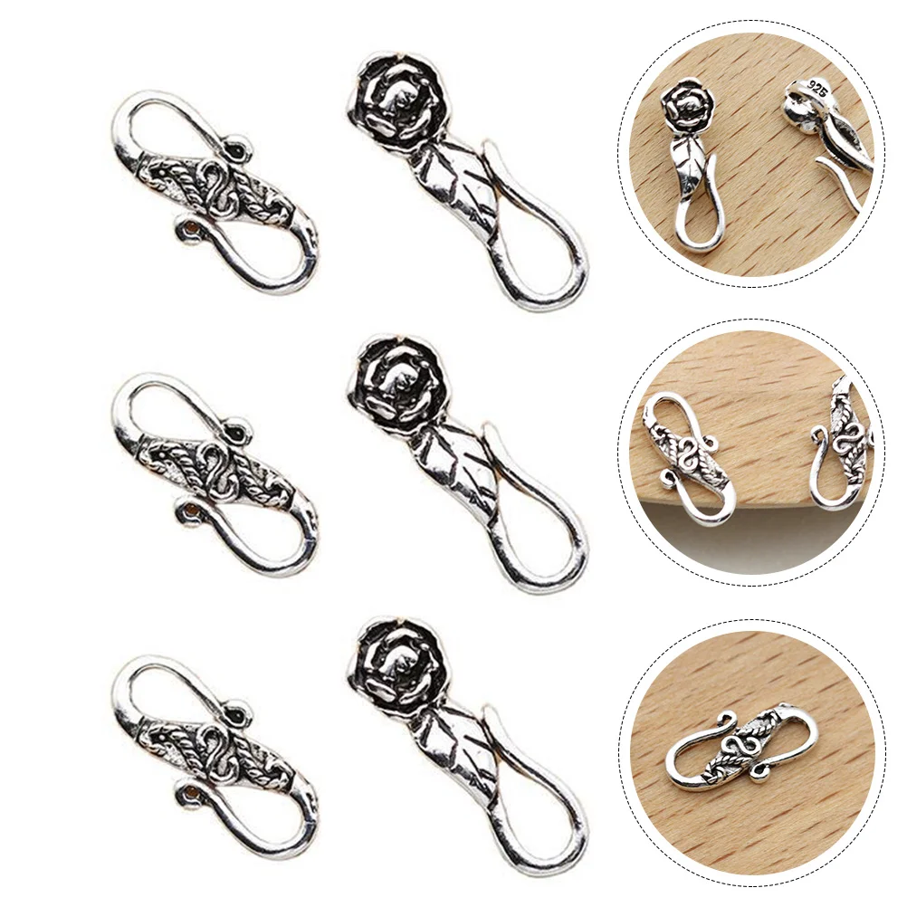 

6 Pcs Necklace Buckle Fish Hook Glowing Hair Clip Pin Silver High-quality Hairpin Bracelets Connecting