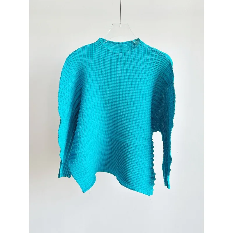  Pleated T-shirt Women 2025 New Plus Size Loose Corn Textured Pleated Temperament Tops Main Stretchy Peplum T-shirt Casual