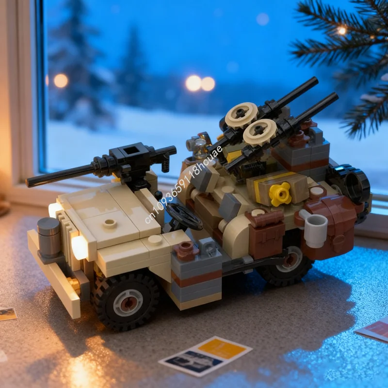 218 قطعة MOC البريطانية S A Jeepped WILLYS LRDG نموذج اللبنات العمارة لتقوم بها بنفسك هدية الكريسماس فكرة ألعاب من الطوب عيد ميلاد الاطفال #1