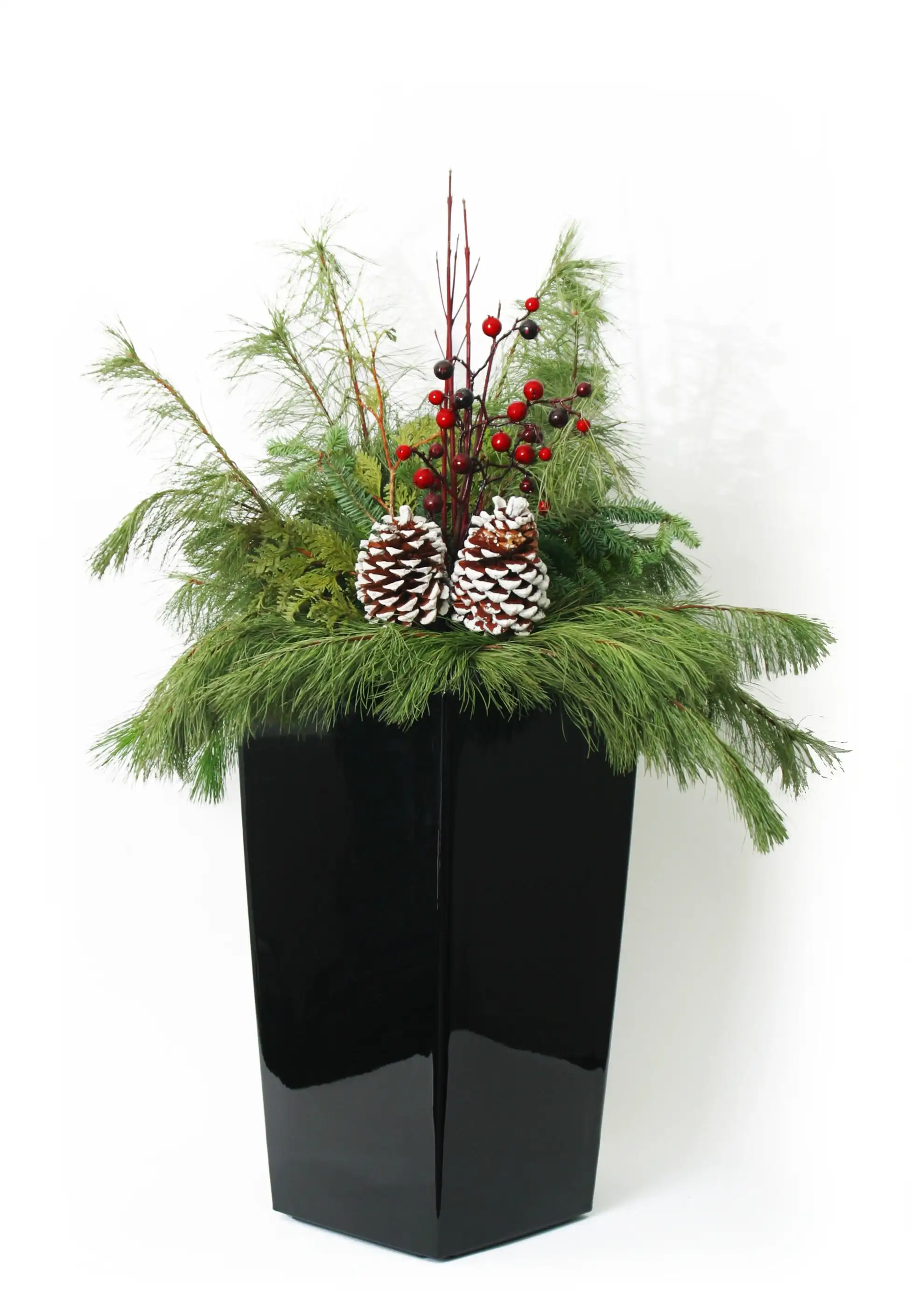 

Modern 22-In. Square Taper Planter, Self-Watering, Glossy Black