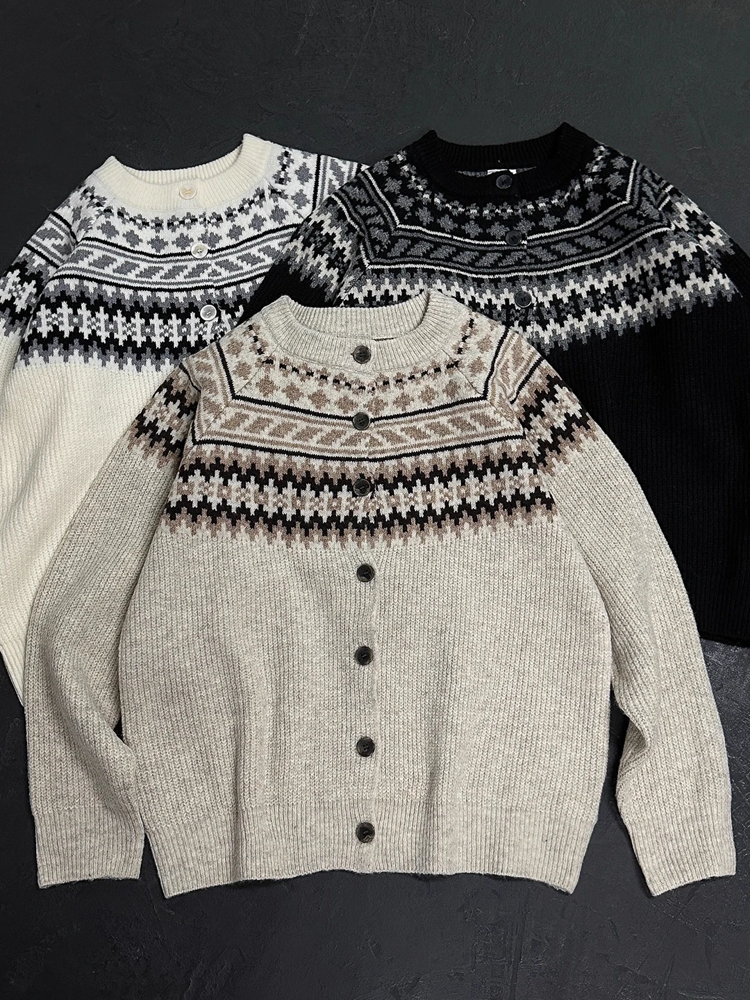 

Вязаный свитер в стиле ретро, весна-осень 2023, свободный повседневный открытый кардиган с американским мотивом Fair Isle, пальто для мужчин и женщин