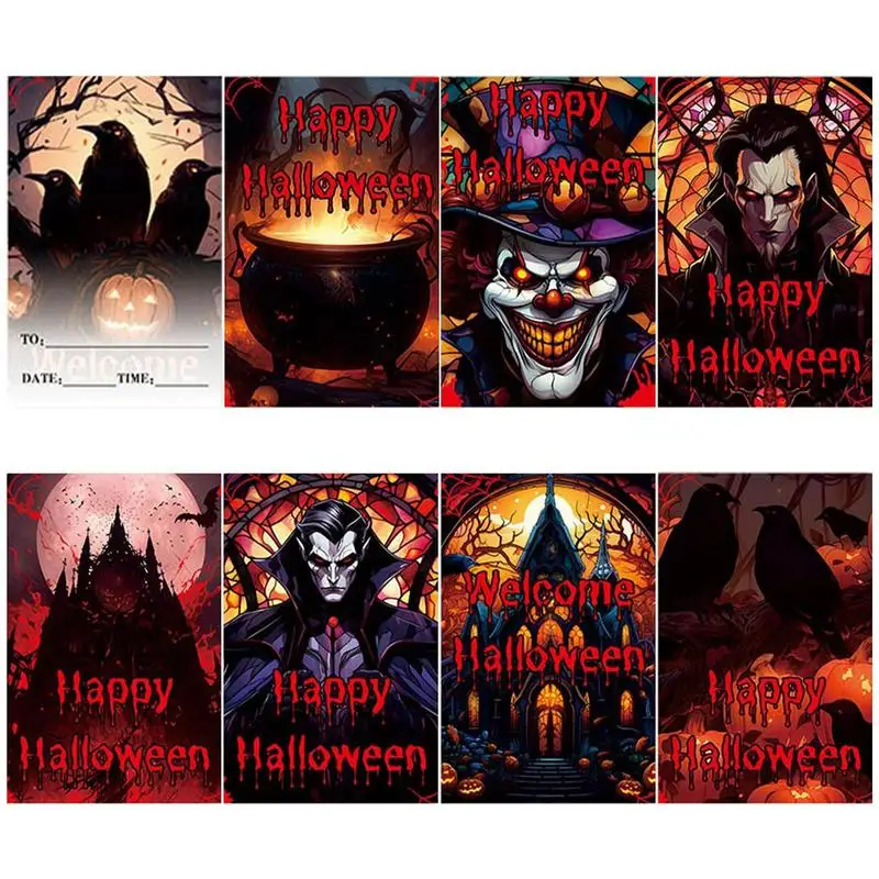 Halloween Letter Paper Vampire Design Halloween Border Paper 8pcs Halloween Stationery Supplies Holiday Newsletter Invitation