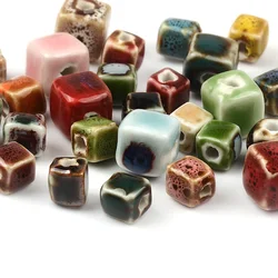 8/10mm Vintage Square Ceramic Beads Loose Spacer Beads for Jewelry Making Handmade Diy Materials Bracelet