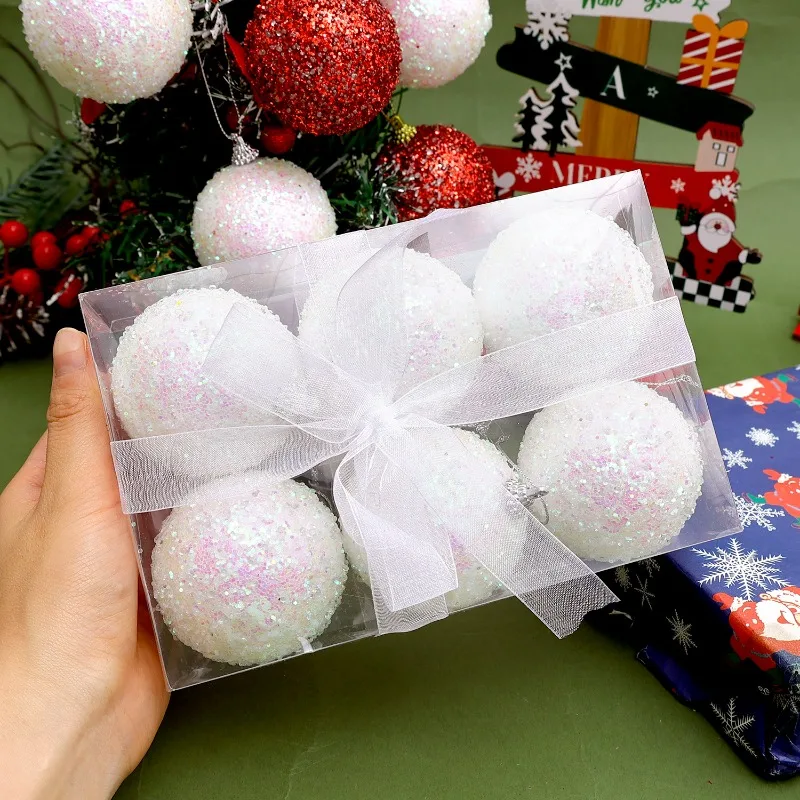 6/30 قطعة بريق الشمبانيا الأبيض الأحمر كرات عيد الميلاد الحلي تألق شجرة عيد الميلاد معلقة الكرة المعلقات السنة الجديدة ديكور الحفلات