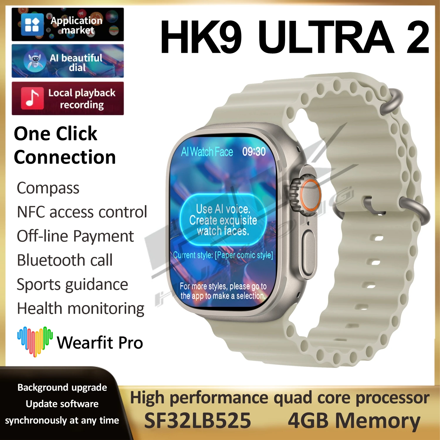 

Новые умные часы HK9 Ultra 2 AMOLED 4G ROM ChatGPT NFC Компас G-сенсор Часы Bluetooth Вызов Спорт 49 мм Смарт-часы Мужчины