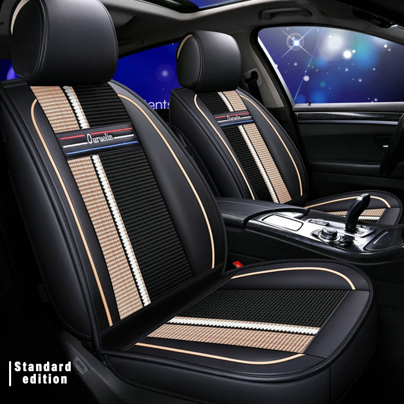 

Всесезонные стеганые чехлы для автомобильных сидений из искусственной кожи (2-местные), полностью закрывающие, водонепроницаемые, универсальные для седанов/внедорожников/грузовиков