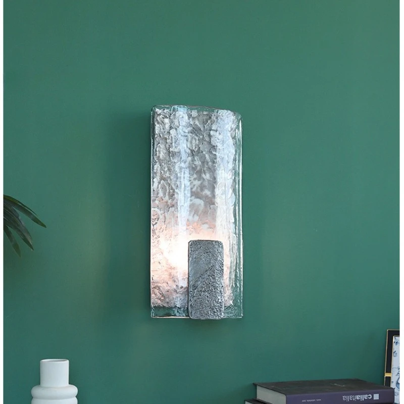 Nordic Rectangle Aluminium Wall Lamps LED Light Ripple Glass Lampshade Personality Living Room Study Restaurant Corridor Sconces