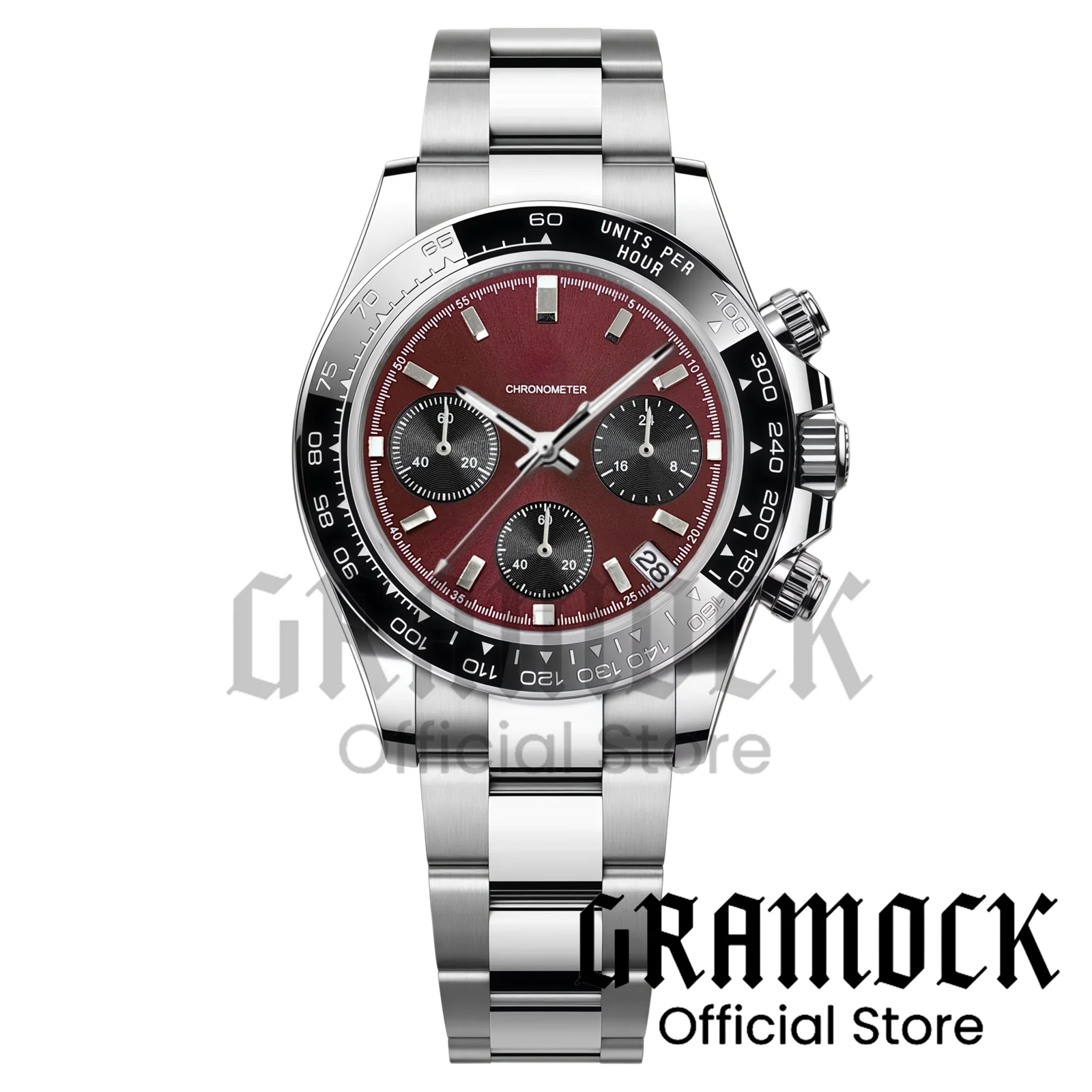Gramock 39mm Fashion VK63A Quartz Movement Sports Men's Chronograph Watches Sapphire Glass Watch for Men Purple Dial Run Seconds - view 4