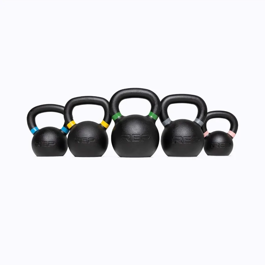 مجموعة Kettlebell والفردي من 4 كجم إلى 24 كجم من 9 رطل إلى 53 رطل، وزن قابل للتعديل من الحديد الزهر، تدريب القوة لصالة الألعاب الرياضية المنزلية