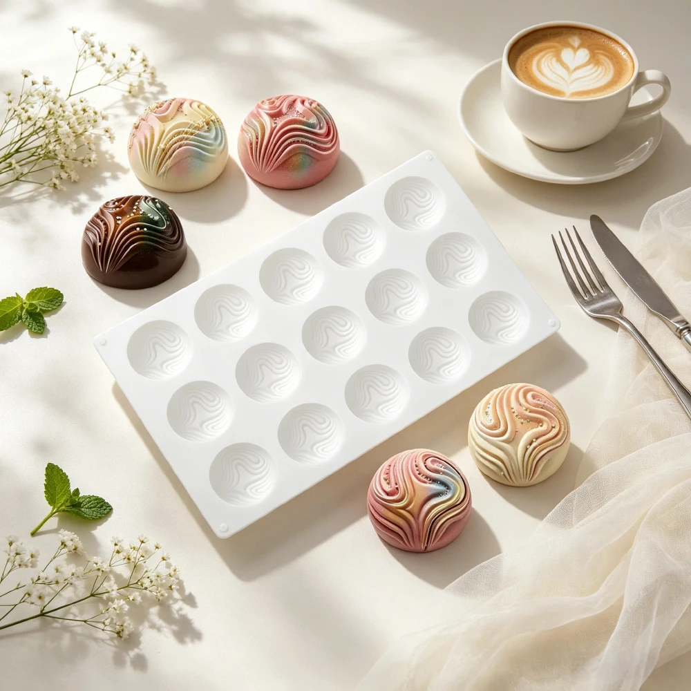 Geometric Textured Hemisphere Design Silicone Dessert Mould Multi-use Kitchen Baking Accessory for Mousse Cake Chocolate