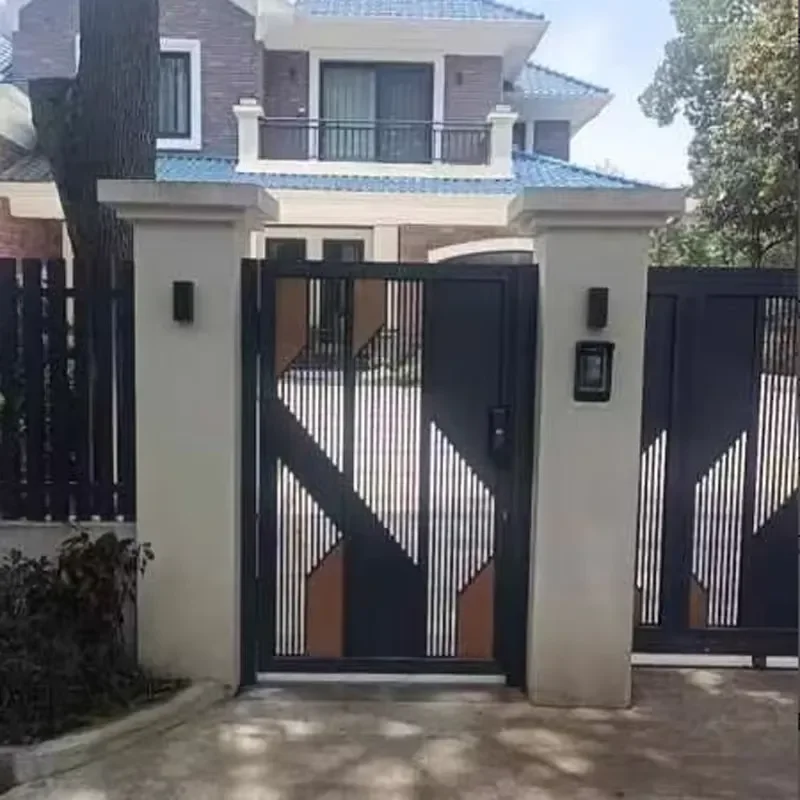 Automatic Sliding Gate Arch Aluminum Art Design Security Entrance Gate for Garden Yard Courtyard