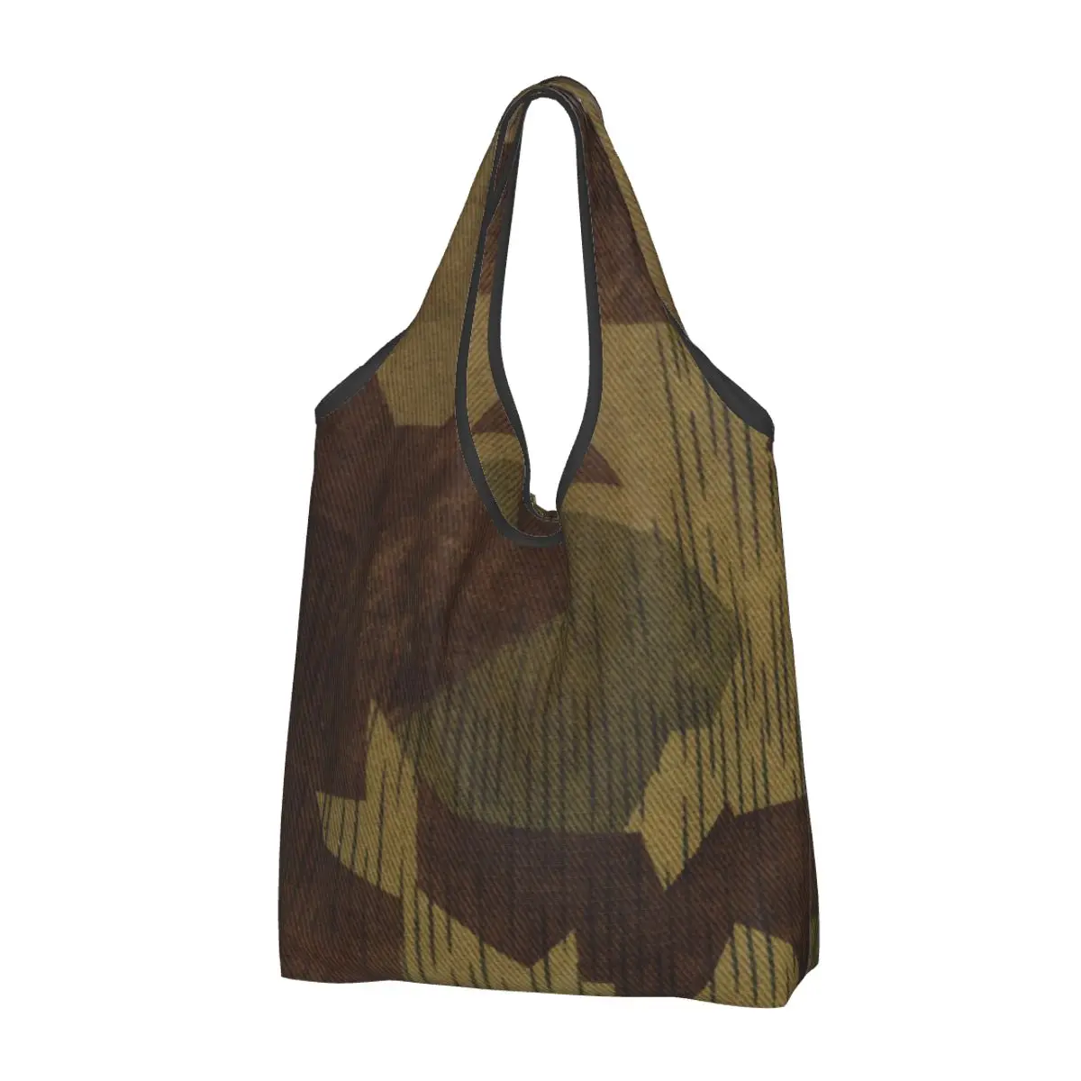 Custom WW2 German Splittertarn Camo Grocery Shopping Bag Funny Shopper Shoulder Tote Bags Big Military Army Camouflage Handbag