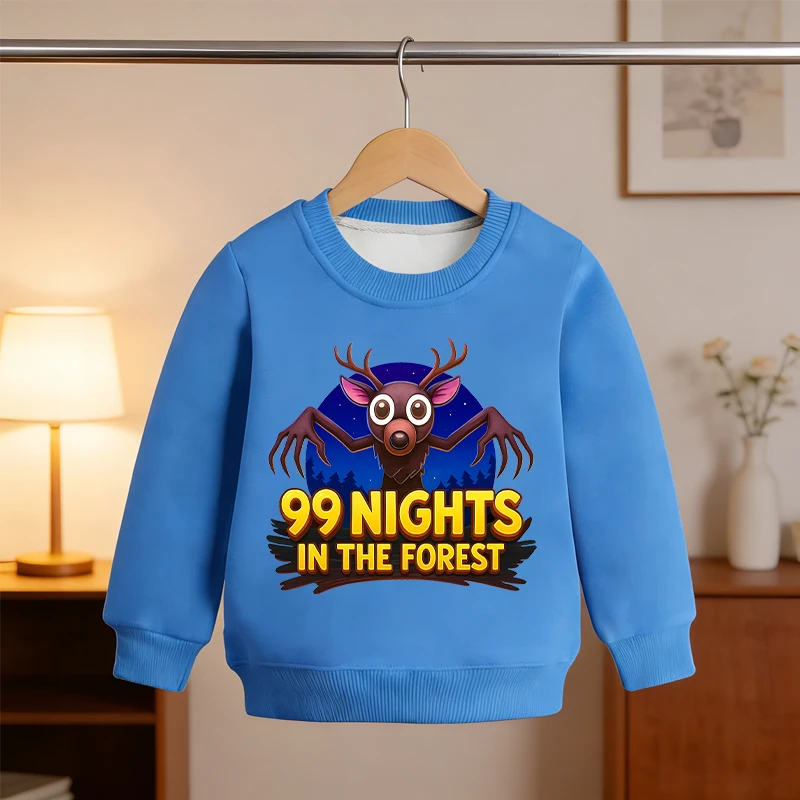 

99 Nights in The Foreste Lamb Fleece Sweatshirt Boys Girls Anime Pattern Top Winter Windproof Warm Coat Children's Birthday Gift