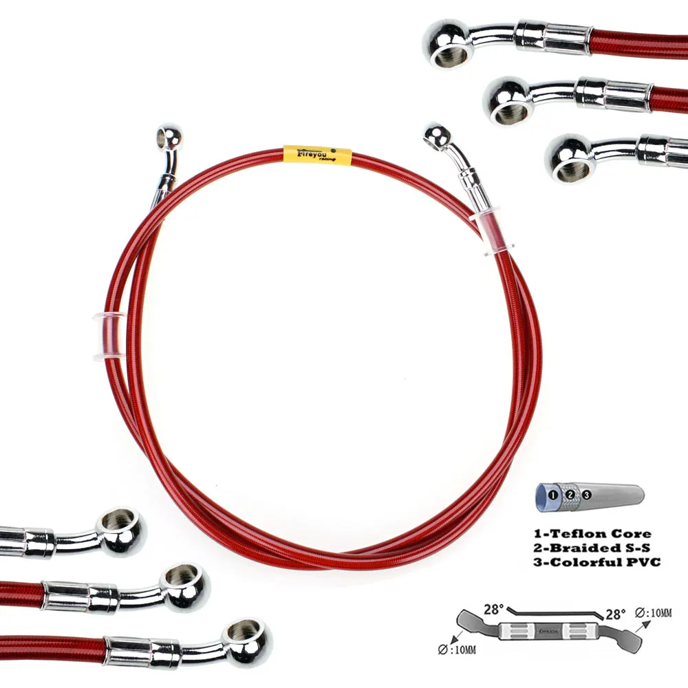 

400mm-2400mm Brake Hose Hydraulic DOT Line Cable 10mm 28° Banjo for Suzuki Kawasaki Yamaha Pipe Line Braided oil hose