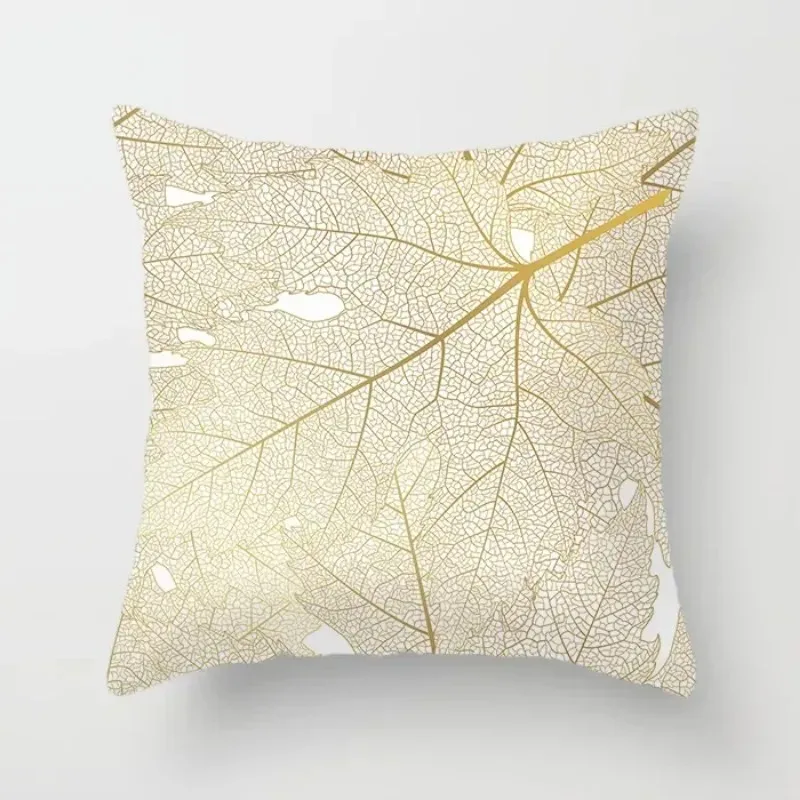 Home Decor Gold Flower Leaf Cushion Cover Throw Pillow Suitable for Sofa Chair Pillow Cover
