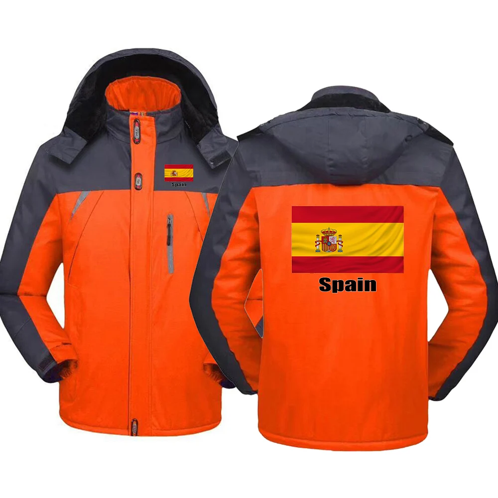 2026 Football Team Autumn And Winter Men's Spanish Flag Logo Print Winter Mountaineering Clothing Jacket Coat Hoodies view 3