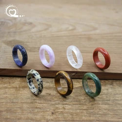 Anillos de banda de cristal curativo para mujer, piedra Natural, ágata de cuarzo, jaspe, dedo delicado, anillo sólido, joyería minimalista de moda, QC4209