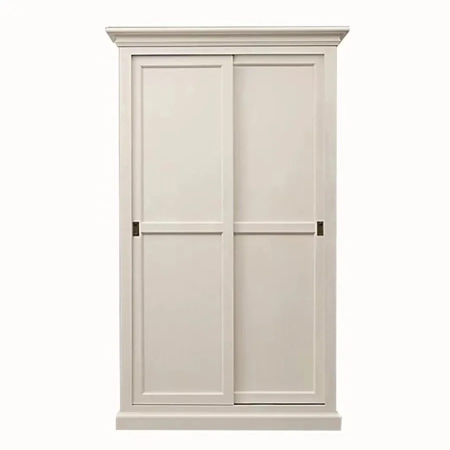 

Nordic retro solid wood wardrobe white sliding door wardrobe French simple small apartment bedroom large wardrobe oak cabinet