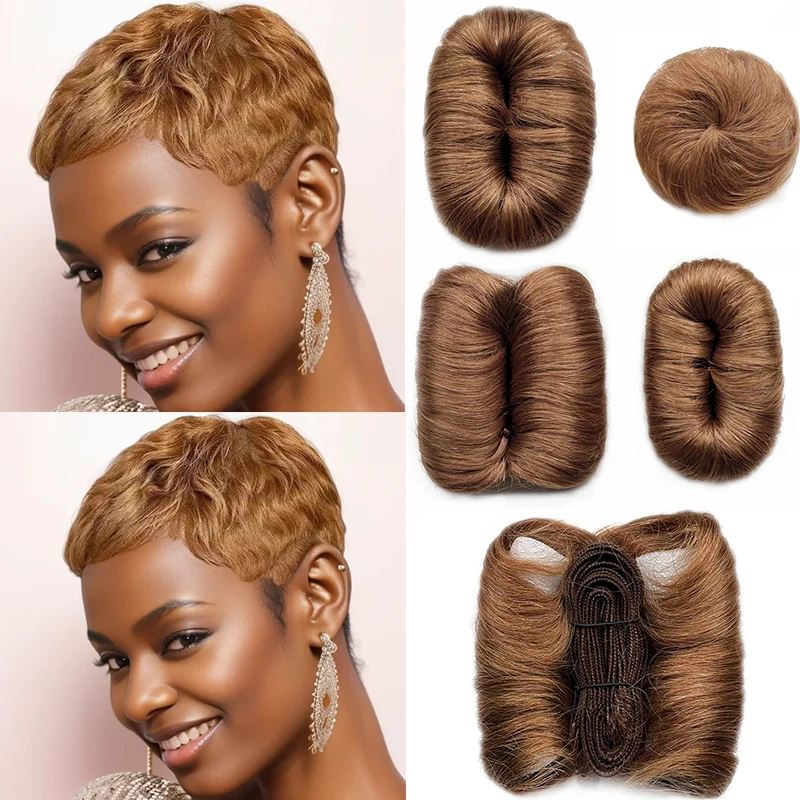 Pacotes de cabelo humano curto com fechamento cabelo brasileiro encaracolado tecer 3 pacotes com um fechamento central extensões encaracoladas saltitantes naturais