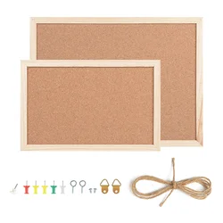 Cork Display Panel Cork Message Board Wood Memo Bulletin Board for Office School Photo Background DIY Home Decor with 5 Pins