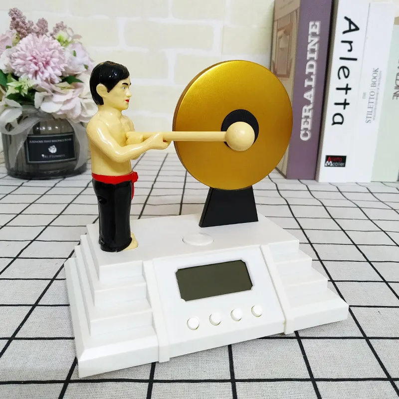 New Creative Beat A Gong Alarm Clock Novelty Funny Bedroom Mute Desktop Lazy Sleep Spoof Gong Alarm Clock Toy Halloween Gifts