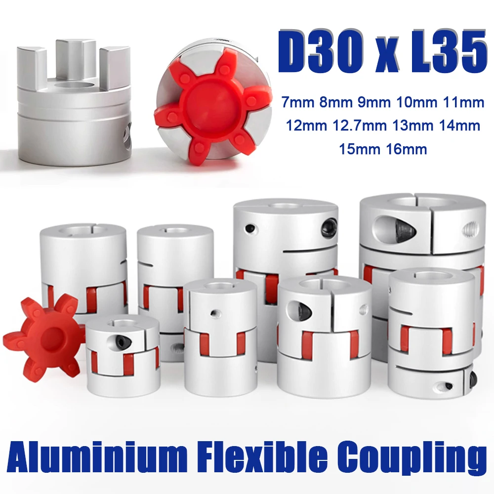 D30xL35 Jaw Shaft Coupler Spider Flexible Motor Aluminium Plum Flexible Coupling Bore 7mm 8mm 9mm 10mm to 16mm Encoder Connector